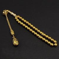Antique Gold Plated Collection- Worry Beads-Prayer Beads-Tesbih-Tasbih-Tasbeeh-Misbaha-Masbaha-Subha-Sebha-Sibha-Rosary (-Antique Gold Plated and Rhinestone Alloy European Bead -7 mm 33 Piece-)