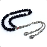 ALBATROSART - Simple Designed Natural Stone Worry Beads- Prayer Beads Tesbih-Tasbih-Tasbeeh-Misbaha-Subha-Sebha-Sibha-Rosary (Black Glass -8 mm 33- Beads)