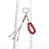 Red Agate Stone Worry Beads & Keychain Together -Stress Worry Beads-Tesbih-Tasbih ETHNIC WALLET GIFT