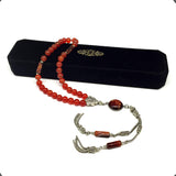 ALBATROSART -Elegance Collection- Prayer Beads-Tesbih-Tasbih-Tasbeeh-Misbaha-Masbaha-Subha-Sebha-Sibha-Rosary (RED Agate Stone 8mm -33 Beads)