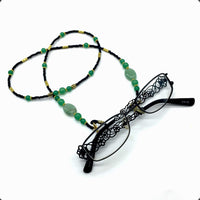 -HANDMADE Eyeglass Chains Elegant Eyewear Retainer Beaded Eyeglass Strap Holder Natural Stone Beaded Eyewear Retainer (GREEN AVENTURINE)