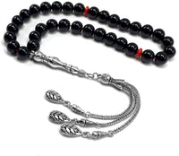 Black Glass Prayer Beads Tesbih Tasbih Tasbeeh Misbaha Subha Sebha Sibha Rosary (Black Glass -10 mm 33- Beads)