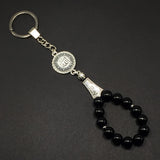 ALBATROSART -Keychain Collection with Allah -Handbag Holders (10mm Black Glass Beads)