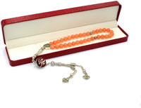 Orange Aventurine Natural Stone Prayer Beads (8 mm-33 beads) Tesbih-Tasbih-Tasbeeh-Misbaha-Masbaha