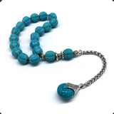 Relaxing Stress Relief Big Beads Prayer Beads, Worry Beads, EFE Tesbih, Maskot Tesbih, Tasbih, Rosary (12 mm - 17 Turquoise Pumpkin Beads)