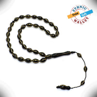 EMBROIDERED KUKA (COCA) SERIES Prayer Beads-Tesbih-Tasbih-Tasbeeh (Gold/Black-13x9 mm 33 bead)