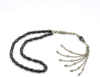 BLACK HEMATITE BEADED COLLECTION- Prayer Beads-Tesbih-Tasbih-Tasbeeh-Misbaha (6x9 mm-33 oval beads)