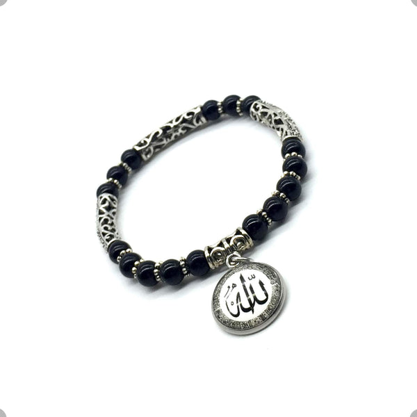 ALBATROSART - Elegant New Bracelet Series (Ethnic Wallet Gift) (Black Onyx (6 mm Small Beads Bracelet with Allah Pattern)