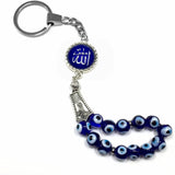 ALBATROSART -Keychain Collection with Allah -Handbag Holders (10mm Diameter Evil Eye Beads)