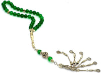 -PRESTIGE SERIES- Green Aventurine Stone Prayer Beads with Metal Tassel-Tesbih (8 mm 33 beads)