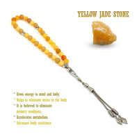 Yellow Jade Stone Prayer Beads - Tesbih - Tasbih - Tasbeeh - Misbaha - Subha (8 mm -33 beads)