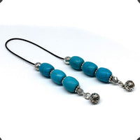 ALBATROSART Design - Greek KOMBOLOI Series- Worry Beads Begleri Pony Anxiety Beads Rosary Relaxation Stress Relief  (Synthetic Turquoise Drum Beads SkyBlue -12x10 mm-)