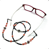 -HANDMADE Eyeglass Chains Elegant Eyewear Retainer Beaded Eyeglass Strap Holder Natural Stone Beaded Eyewear Retainer (PINK QUARTZ Stone Beaded Design)