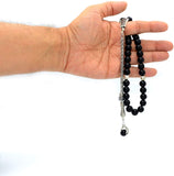 NEW EAGLE CLAW COLLECTION Black Big Glass Beads-Tesbih-Tasbih-Tasbeeh-Prayer Beads (10 mm-33 beads)