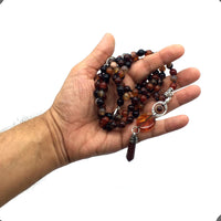 ALBATROSART - Mala Prayer Beads - Mala Necklace - Tibetan Mala Prayer Beads Meditation Beads Yoga Necklace (Natural RED Agate Stone - 8MM - 108 Beads)