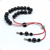 Greek KOMBOLOI Series Worry Beads Begleri Pony Anxiety Beads Rosary Relaxation Stress Relief (Black Non-Magnetic Hematite Round -10 mm- 19 Beads)