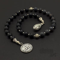 ALBATROSART -Swing Beads Collection- Prayer Beads-Tesbih-Tasbih-Tasbeeh-Misbaha-Masbaha-Subha-Sebha-Sibha-Rosary (Model 2 -8 mm Diameter Black Agate Beads)