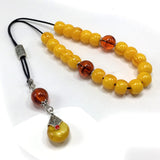 Greek KOMBOLOI Series Worry Beads Begleri Pony Anxiety Beads Rosary Relaxation Stress Relief  (Dark Yellow & Rust Resin Drum -13X9 mm- 19 Big Beads)