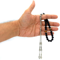 ALBATROSART -Spring Collection- Tesbih-Tasbih-Tasbeeh-Misbaha-Masbaha-Subha-Sebha-Rosary-Worry Beads-Prayer Beads (Black Matte Onyx Prayer Beads and Bracelet)