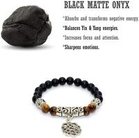 Celtic Pattern Onyx/Tiger Eye Bracelet (Ethnic Wallet Gift)