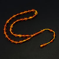 ALBATROSART -Squeezing Amber Collection- 33 Beads-Tesbih-Tasbih-Tasbeeh-Misbaha-Masbaha-Subha-Sebha-Sibha-Rosary  (Light Honey Color -9x7mm- Beyzi Cut Beads)