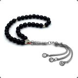 ALBATROSART -Gentle Men Collection- Prayer Beads-Worry Beads-Tesbih-Tasbih-Tasbeeh-Misbaha-Masbaha-Subha-Sebha-Rosary  (Shiny Black Glass Beads -8 mm 33 Beads-)