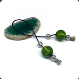 ALBATROSART Design - Greek KOMBOLOI Series- Worry Beads Begleri Pony Anxiety Beads Rosary Relaxation Stress Relief (Green Lampwork Round Glass Beads -16 mm-)