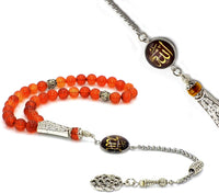 SPECIAL -ALLAH TASSEL- COLLECTION Red Agate Stone Prayer Beads-Tesbih-Tasbih-Tasbeeh (8 mm-33 beads)