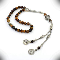 NEW MODELS (8 mm-33 beads) Tesbih-Tasbih-Masbaha-Worry Beads-Prayer Beads (Tiger Eye Stone)