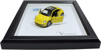 Original Volskwagen The Beetle Yellow Framed Miniature Automobile (3D) (Diecast Model Cars 1/32)