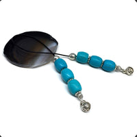 ALBATROSART Design - Greek KOMBOLOI Series- Worry Beads Begleri Pony Anxiety Beads Rosary Relaxation Stress Relief  (Synthetic Turquoise Drum Beads SkyBlue -12x10 mm-)