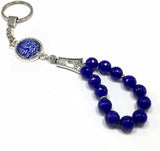 ALBATROSART -Keychain Collection with Allah -Handbag Holders (10mm Diameter Blue Jade Stone)