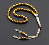 SPECIAL HEMATITE BEADED COLLECTION Worry Beads-Prayer Beads-Tesbih-Tasbih (9x6 mm Yellow Hematite)