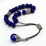 ALBATROSART Design - Greek KOMBOLOI Series Worry Beads Begleri Pony Anxiety Beads Rosary Relaxation Stress Relief (Navy Blue Resin Drum -13X9 mm- 19 Big Beads)