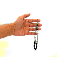 Black Onyx Worry Beads & Keychain Together -Stress Worry Beads - Tesbih-Tasbih (ETHNIC WALLET GIFT)