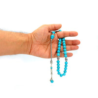 NEW TURQUOISE COLLECTION (33 beads) Worry Beads-Prayer Beads-Tesbih-Tasbih (Blue Synthetic Turquoise -Eagle Claw)