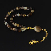 ALBATROSART -Elegance Collection- Prayer Beads-Tesbih-Tasbih-Tasbeeh-Misbaha-Masbaha-Subha-Sebha-Sibha-Rosary (Banded Agate Stone (8mm -33 Beads)