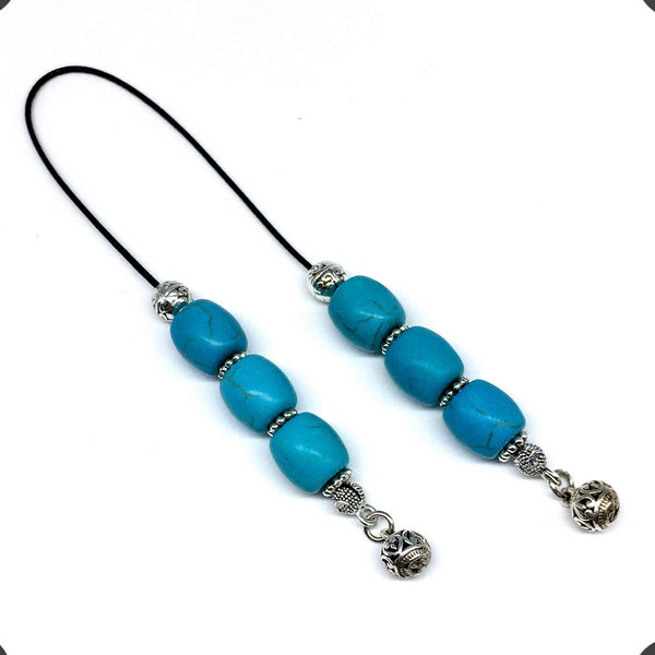 ALBATROSART Design - Greek KOMBOLOI Series- Worry Beads Begleri Pony Anxiety Beads Rosary Relaxation Stress Relief  (Synthetic Turquoise Drum Beads SkyBlue -12x10 mm-)