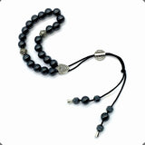 Greek KOMBOLOI Series Worry Beads Begleri Pony Anxiety Beads Rosary Relaxation Stress Relief (Black Hematite Round Beads -8 mm, 21 Beads)