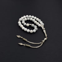 Synthetic White Turquoise Stone Worry Beads - Prayer Beads - Tesbih - Tasbih - Misbaha - Subha (8 mm-33 beads)