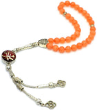 Orange Aventurine Natural Stone Prayer Beads (8 mm-33 beads) Tesbih-Tasbih-Tasbeeh-Misbaha-Masbaha