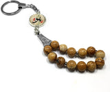 ALBATROSART -Keychain Collection with Allah -Handbag Holders (10 mm Picture Jasper Beads)