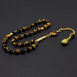 ALBATROSART Design -Tiger Eye Stone Series Worry Beads - Prayer Beads (8 mm-33 Beads) Tesbih-Tasbih-Tasbeeh-Misbaha-Masbaha-Subha-Sebha-Sibha-Rosary (Tiger Eye Stone-Gold Tassel)