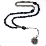 Special for Women Prayer Beads Tesbih-Tasbih-Tasbeeh-Misbaha-Masbaha-Subha-Sebha-Sibha-Worry Beads-Rosary  (Black & Grey Crystal - 6x8 mm 99 Beads - Allah Tassel)