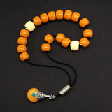 Greek KOMBOLOI Series Worry Beads Begleri Pony Anxiety Beads Rosary Relaxation Stress Relief (Dark Orange Resin Drum -13X9 mm- 19 Big Beads)