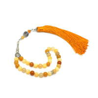 Designed Natural Stone Worry Beads with Silk Tassel (8 mm-33 beads) - Prayer Beads-Tesbih (Floren)