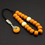 Greek KOMBOLOI Series Worry Beads Begleri Pony Anxiety Beads Rosary Relaxation Stress Relief (Dark Orange Resin Drum -13X9 mm- 19 Big Beads)