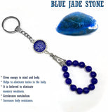 ALBATROSART -Keychain Collection with Allah -Handbag Holders (10mm Diameter Blue Jade Stone)