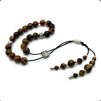 ALBATROSART Design - Greek KOMBOLOI Series- Worry Beads Begleri Pony Anxiety Beads Rosary Relaxation Stress Relief (Tiger Eye Stone and Tiger Eye Bracelet -8 mm -21 Beads)