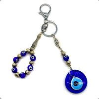 ALBATROSART Design -Special Evil Eye Beaded Collection Worry Beads - Key Chain (10 mm-Beads) Tesbih-Tasbih-Tasbeeh-Misbaha-Masbaha-Subha-Rosary (Key Chain & Tasbih with Evil Eye Beads)